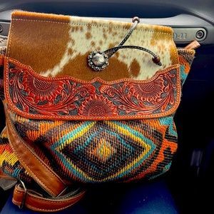 Myra backpack purse.  Real cow hair